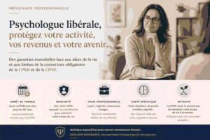 Psychologue libérale en consultation dans son cabinet, illustration de la prévoyance à Avignon pour protéger ses revenus, ses frais professionnels, son invalidité et sa retraite.